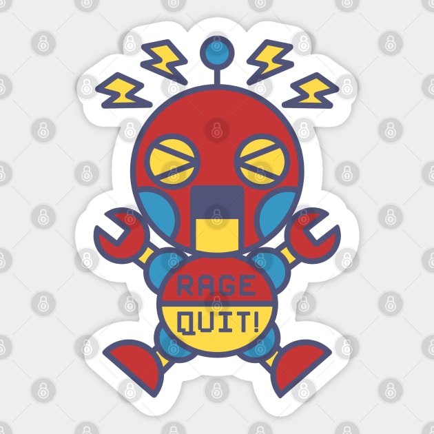 RAGE QUIT classic robot Sticker by Red_Flare_Art